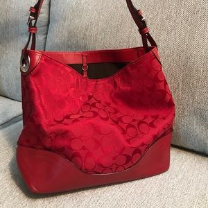 Coach logo canvas and leather shoulder bag